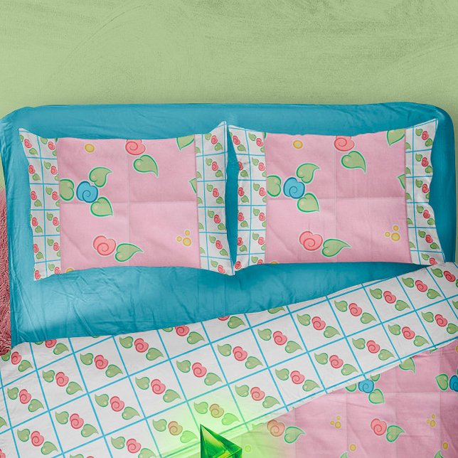Gamer Sims 2 Pastel Pink Floral Cartoon Pillowcase (Creator Uploaded)