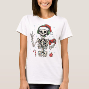 Gamer Skeleton Christmas Video Game Controller Art T-Shirt
