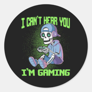 Gamer Skeleton Gaming Video Games 2  Classic Round Sticker