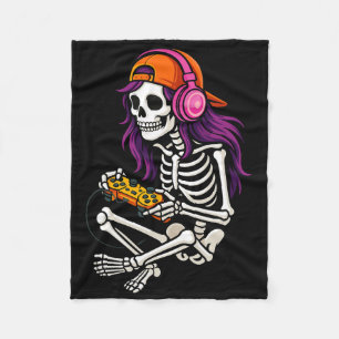 Gamer Skeleton Halloween Girls Teens Women Video G Fleece Blanket
