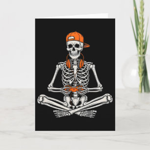 Gamer Skeleton Halloween Video Game Controller Boy Card