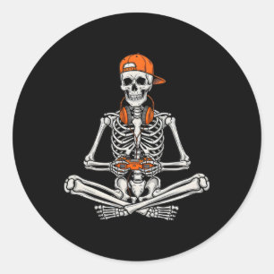 Gamer Skeleton Halloween Video Game Controller Boy Classic Round Sticker