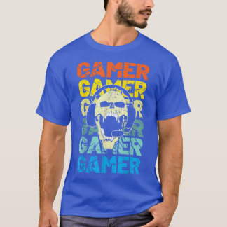 Gamer Skull Vintage Video Game Gaming Lover T-Shir T-Shirt