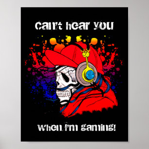 Gamer Skull with Headphones Poster