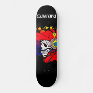 Gamer Skull with Headphones  Skateboard