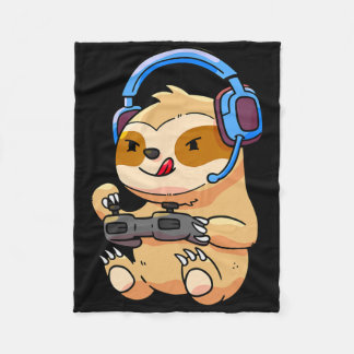 Gamer Sloth Gaming Sloths Video Game Gift Fleece Blanket