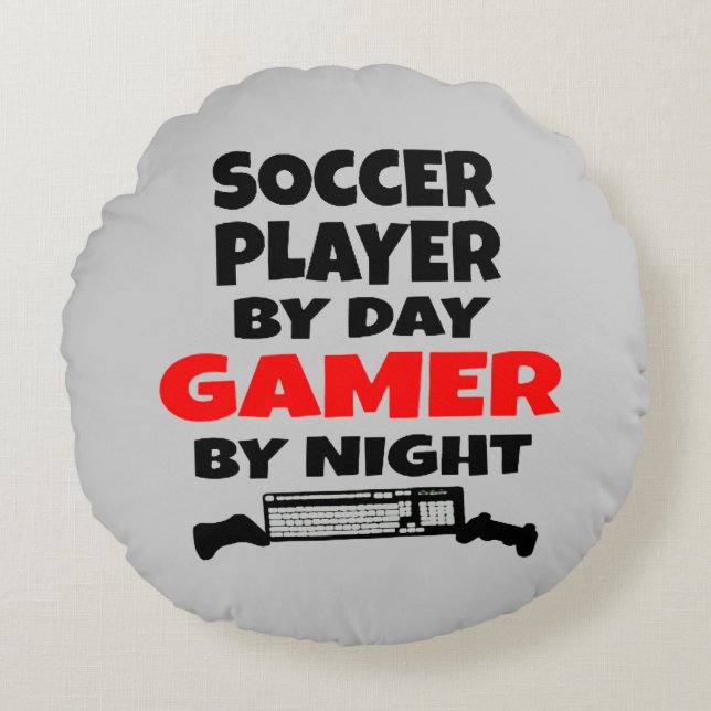 Gamer Soccer Player Round Cushion (Front)