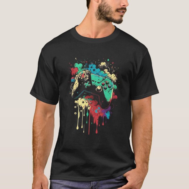 Gamer Splash Gaming Console Retro Game Console Gam T-Shirt (Front)