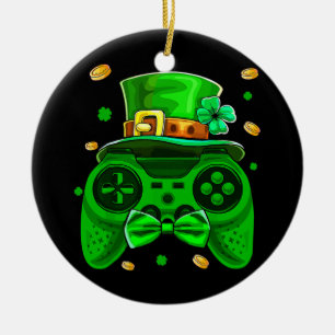 Gamer St Patricks Day Irish Controller Video Game Ceramic Ornament
