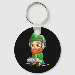 Gamer St Patricks Day Shirt Kids Boys Men Video Ga Key Ring