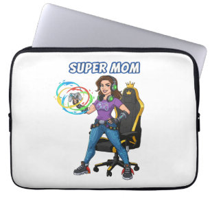 Gamer Super Mum Gaming Controller Cartoon Laptop Sleeve