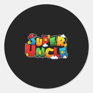 Gamer Super Uncle Funny Father Day Gifts For Uncle Classic Round Sticker