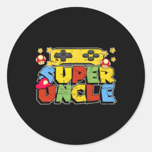 Gamer Super Uncle Funny Father Day Gifts For Uncle Classic Round Sticker