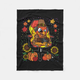 Gamer Thanksgiving Day Gaming Video-game Gamer  Fleece Blanket