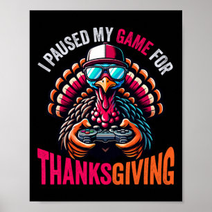 Gamer Thanksgiving Shirt Boys Kids Videogame Gamin Poster