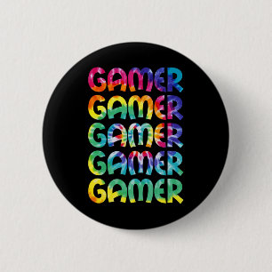 Gamer Tie Dye Style Gaming Video Game Men Boys Tee 6 Cm Round Badge