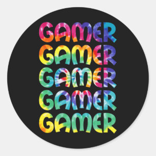 Gamer Tie Dye Style Gaming Video Game Men Boys Tee Classic Round Sticker