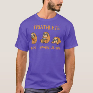 Gamer Triathlete Funny Gaming Sloth Playing Game T-Shirt