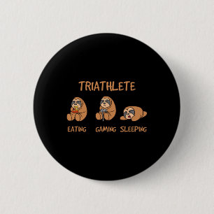Gamer Triathlete Funny Gaming Sloth Playing Video  6 Cm Round Badge