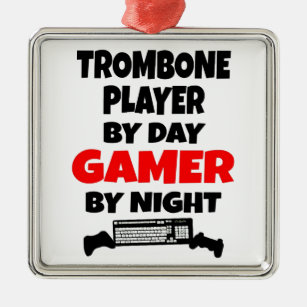 Gamer Trombone Player Metal Ornament