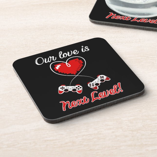 Gamer Valentine Cork-Backed Coasters (Left Side)