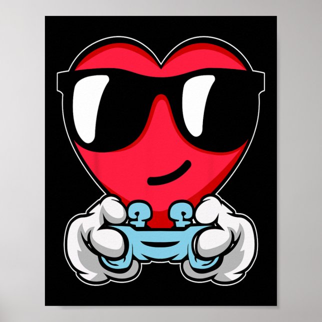 Gamer Valentines Day Cute Video-game Controller Ga Poster (Front)