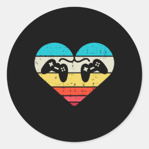 Gamer Valentines Day Men Boys Girl Kids Teen Gamin Classic Round Sticker