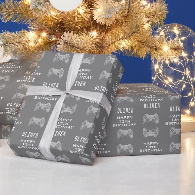 Gamer Video Game Controller Birthday Party Wrapping Paper (Holidays)