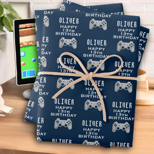 Gamer Video Game Controller Birthday Party Wrapping Paper Sheet