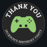 Gamer Video Game Party Thank You Personalised Classic Round Sticker<br><div class="desc">Gamer Video Game Party Thank You Personalised Stickers. Video game controller in centre of this thank you sticker. Gamer birthday party supplies. www.SamAnnDesigns.com</div>