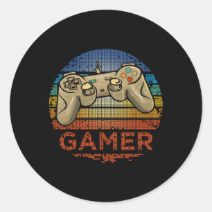 Gamer Video Game Player Boys Girls Teen Kids Men G Classic Round Sticker