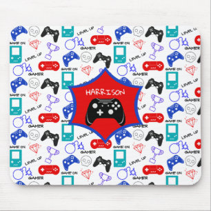 Gamer Video Icons Controllers Pattern Personalised Mouse Pad