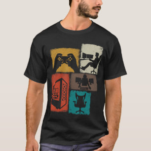 Gamer Vintage Collage Gaming Men Video Game Lover T-Shirt