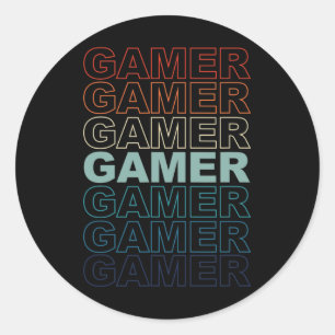 Gamer Vintage Retro Gamers Video Games Gaming Vide Classic Round Sticker
