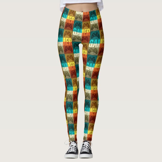 GAMER VINTAGE VIDEO GAME CONTROLLER  LEGGINGS (Front)