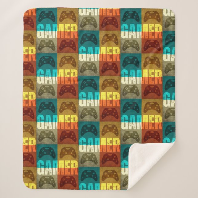 GAMER VINTAGE VIDEO GAME CONTROLLER  SHERPA BLANKET (Front)