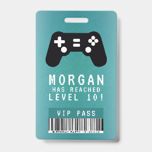Gamer VIP Pass Birthday Invitation  ID Badge