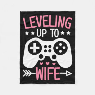 Gamer Wife Mum Levelling Up To Wife Gaming Bride A Fleece Blanket