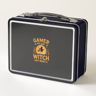 Gamer Witch Halloween Gaming Design Metal Lunch Box