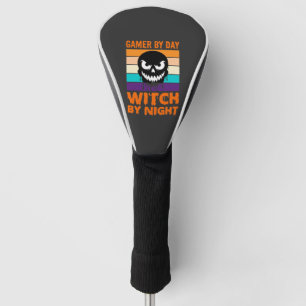 Gamer Witch Halloween Retro Skull Golf Head Cover