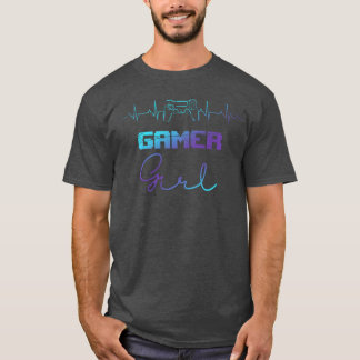 Gamer Women Girls Heartbeat Video Games Controller T-Shirt
