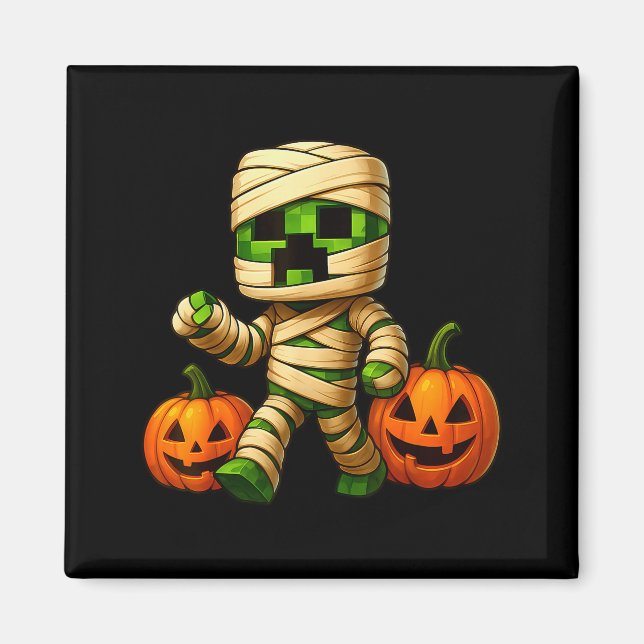 Gamer Xel Pumpkin Mummy Men Kids Boy Halloween Fun Magnet (Front)