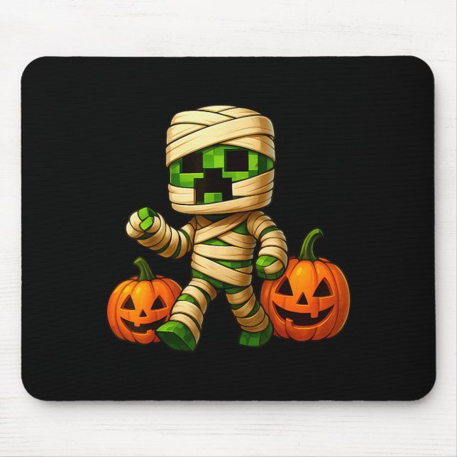 Gamer Xel Pumpkin Mummy Men Kids Boy Halloween Fun Mouse Pad (Front)