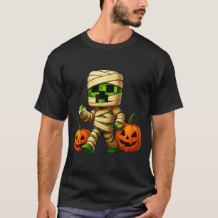 Gamer Xel Pumpkin Mummy Men Kids Boy Halloween Fun T-Shirt