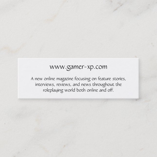 Gamer-XP Mini Business Card (Front)