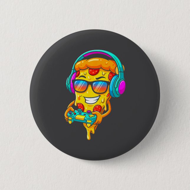 Gamer Zza Slice Video Gaming Boy Enthusiast Gamer  6 Cm Round Badge (Front)