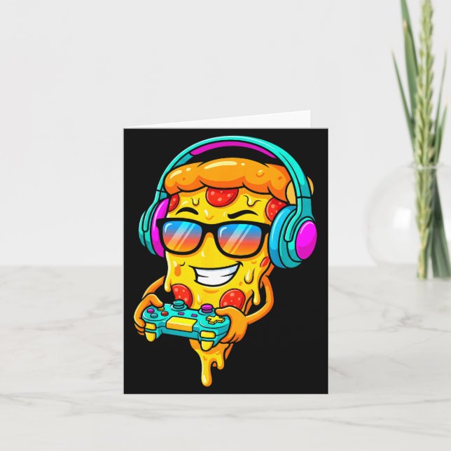 Gamer Zza Slice Video Gaming Boy Enthusiast Gamer  Card (Front)