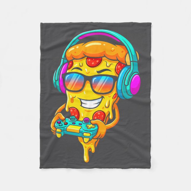 Gamer Zza Slice Video Gaming Boy Enthusiast Gamer  Fleece Blanket (Front)