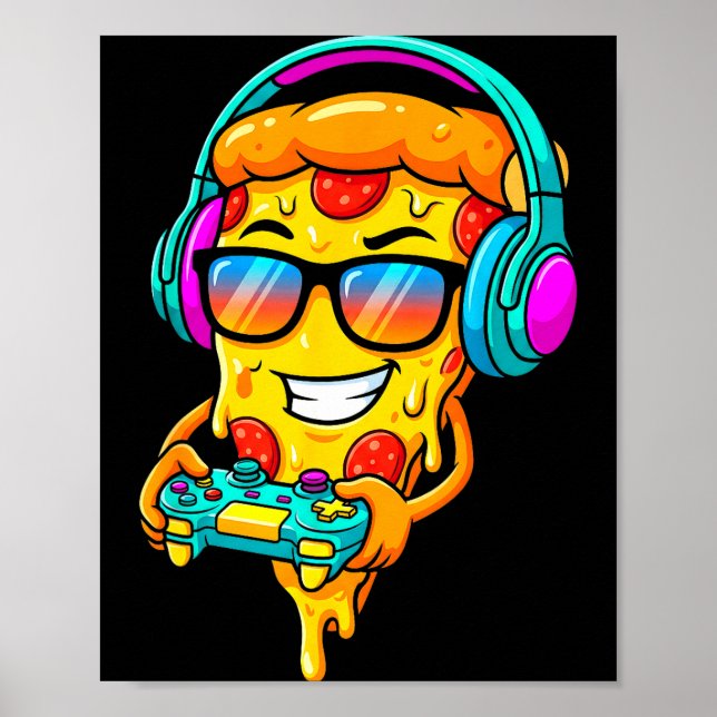 Gamer Zza Slice Video Gaming Boy Enthusiast Gamer  Poster (Front)