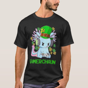 Gamerchaun Axolotl Video Game Controllers St Patri T-Shirt
